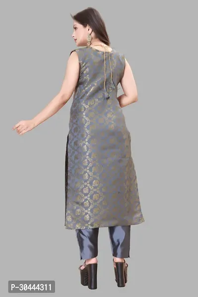 Stylish Grey Jacquard Kurta, Bottom And Dupatta Set For Women-thumb3