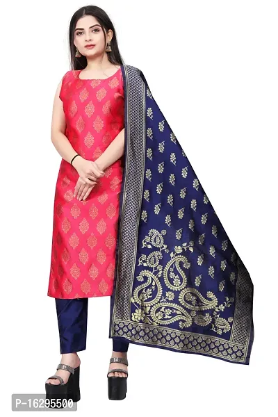 Stylish Fancy Jacquard Unstitched Dress Material Top With Bottom And Dupatta Set For Women