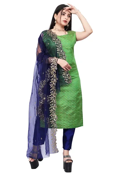 Stylish Jacquard Kurta And Pant With Dupatta Set For Women