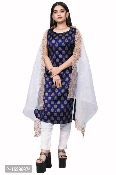 Stylish Fancy Jacquard Unstitched Dress Material Top With Bottom And Dupatta Set For Women-thumb0