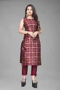 A-Line Maroon Woven Design Jacquard kurta Set-thumb1