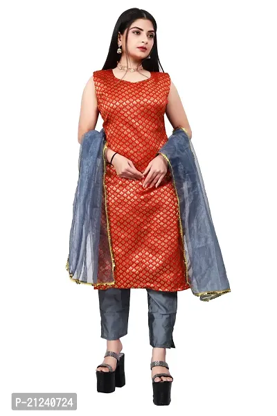 Stylish A-Line Red Jacquard Jacquard kurta Set-thumb0