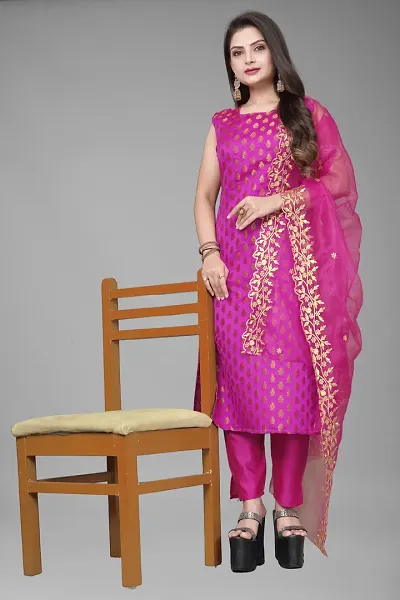 A-Line Woven Design Jacquard Kurta Set