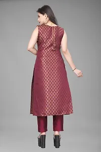 A-Line Maroon Woven Design Jacquard kurta Set-thumb3