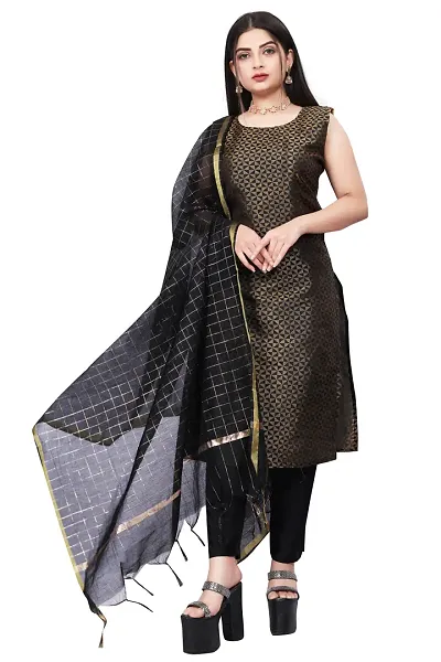 Stylish Fancy Jacquard Unstitched Dress Material Top With Bottom And Dupatta Set For Women