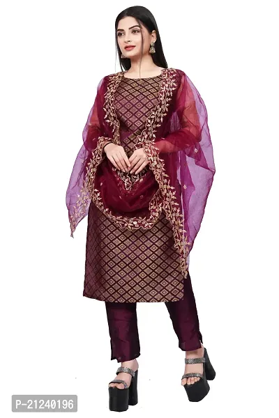 Stylish A-Line Purple Jacquard Jacquard kurta Set