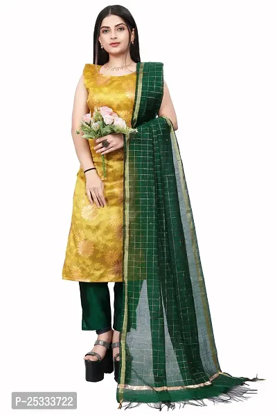 A-Line Yellow Woven Design Jacquard kurta Set