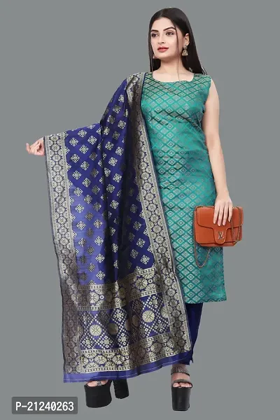 Stylish A-Line Teal Jacquard Jacquard kurta Set