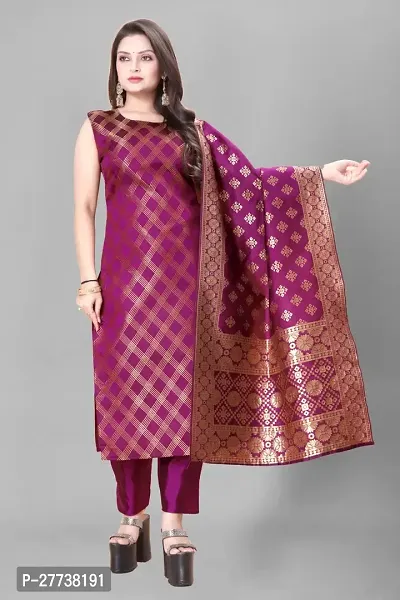 Elegant Banarasi Silk Jacquard Weave Dress Material with Dupatta For Women