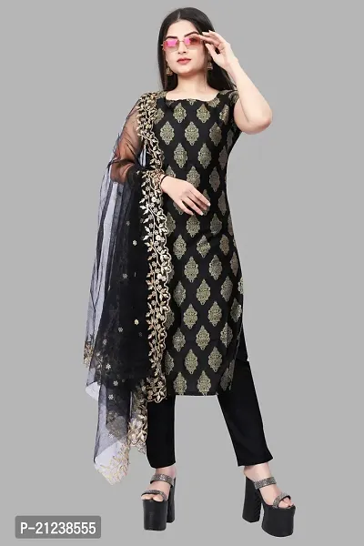 Stylish A-Line Black Jacquard Jacquard kurta Set-thumb0