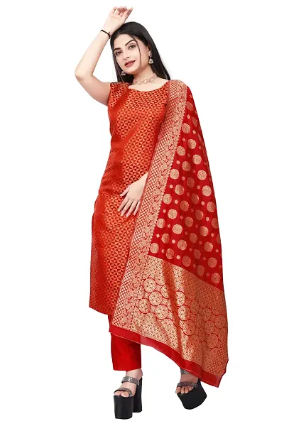 Stylish Jacquard Kurta And Pant With Dupatta Set For Women