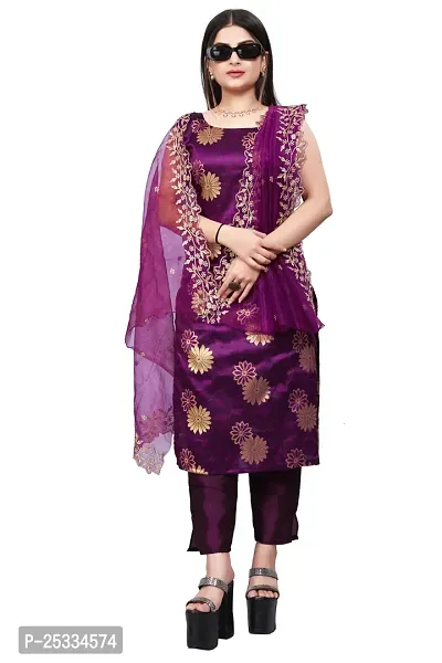 A-Line Purple Woven Design Jacquard kurta Set-thumb0