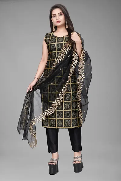 Stylish A-Line Woven Design Jacquard Kurta Set