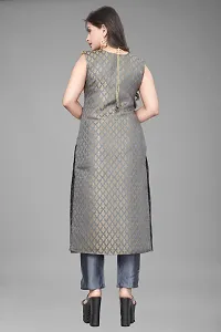 A-Line Grey Woven Design Jacquard kurta Set-thumb3