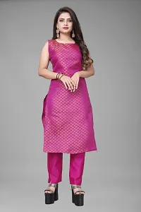 A-Line Pink Woven Design Jacquard kurta Set-thumb1