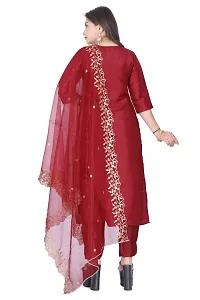 Stylish Maroon Silk Kurta, Bottom And Dupatta Set For Women-thumb2