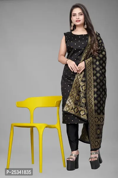 A-Line Black Woven Design Jacquard kurta Set