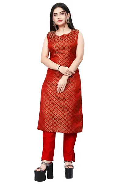 A-Line Woven Design Jacquard kurta Set