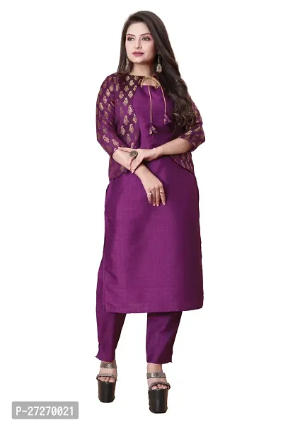 Stylish Soft Silk Kurta With Pant And Koti Set For Women-thumb0