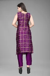 A-Line Purple Woven Design Jacquard kurta Set-thumb3