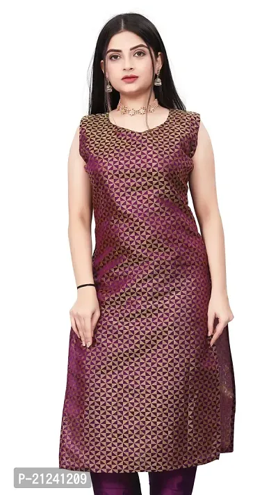 Stylish A-Line Purple Woven Design Jacquard kurta Set-thumb0