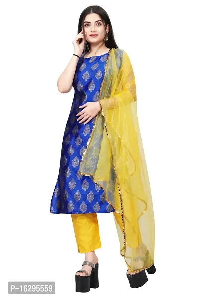 Stylish Fancy Jacquard Unstitched Dress Material Top With Bottom And Dupatta Set For Women