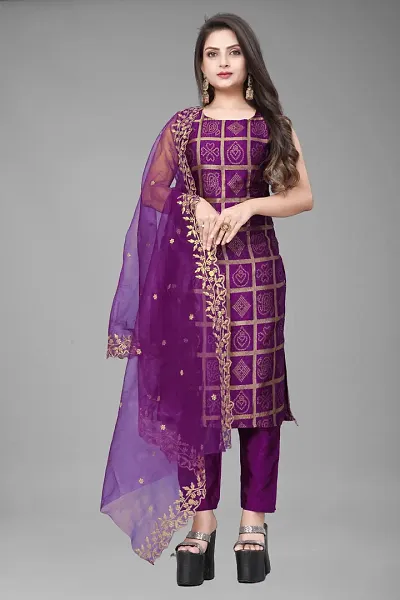 Elegant Jacquard Jacquard Weave Dress Material With Dupatta For Women