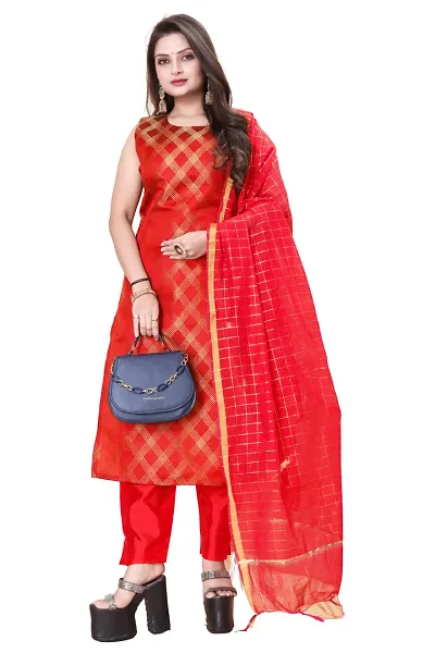 Elegant Banarasi Silk Jacquard Weave Dress Material with Dupatta For Women