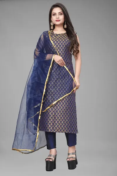 Elegant Jacquard Woven Design Dress Material With Dupatta