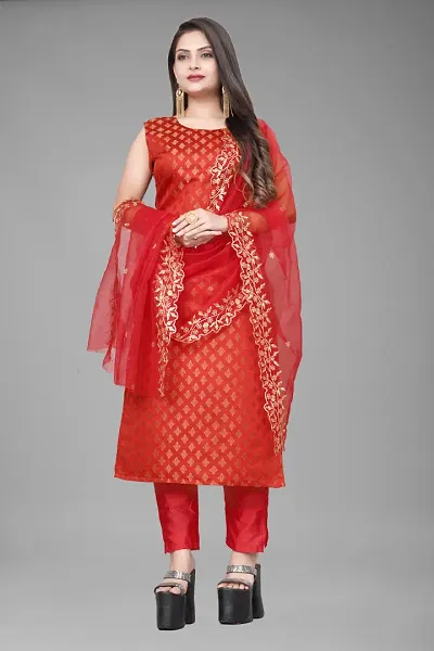 Fancy Jacquard Kurta Set For Women