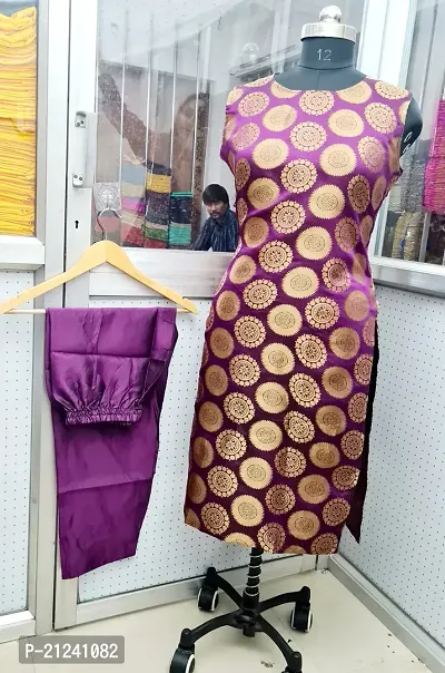 Stylish A-Line Purple Jacquard Jacquard kurta Set