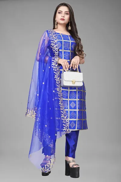 Elegant Jacquard Jacquard Weave Dress Material With Dupatta For Women