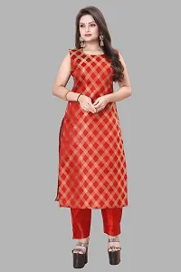 Stylish Red Jacquard Kurta, Bottom And Dupatta Set For Women-thumb1