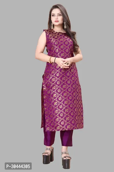 Stylish Purple Jacquard Kurta, Bottom And Dupatta Set For Women-thumb2