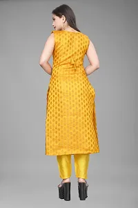 A-Line Yellow Woven Design Jacquard kurta Set-thumb2