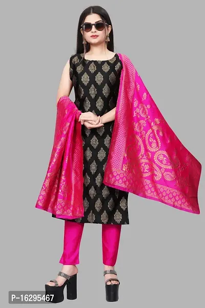 Stylish Fancy Jacquard Unstitched Dress Material Top With Bottom And Dupatta Set For Women