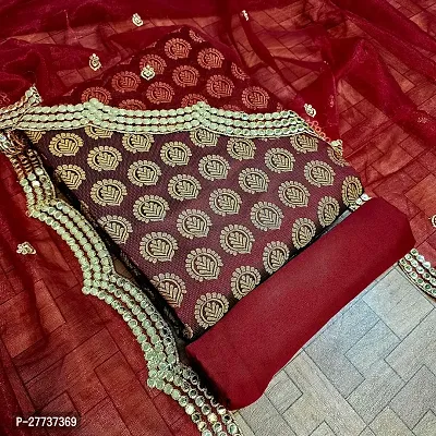 Elegant Banarasi Silk Jacquard Weave Dress Material with Dupatta For Women