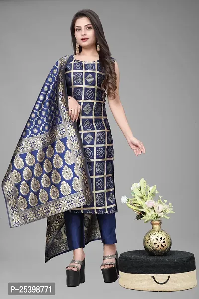 Elegant Olive Jacquard Jacquard Weave Dress Material With Dupatta For Women