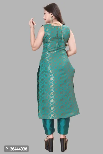 Stylish Teal Jacquard Kurta, Bottom And Dupatta Set For Women-thumb3