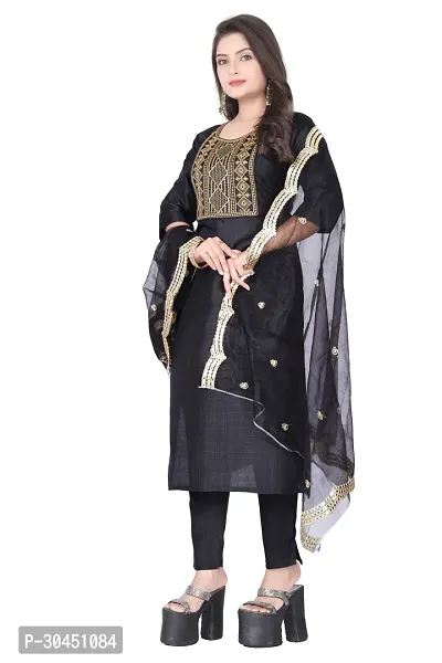 Stylish Black Silk Kurta, Bottom And Dupatta Set For Women-thumb2