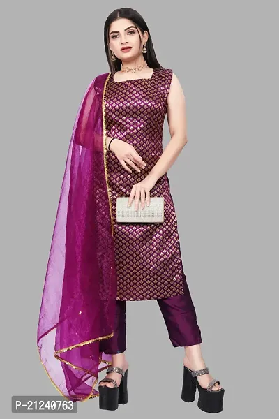 Stylish A-Line Purple Jacquard Jacquard kurta Set