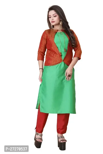 Stylish Soft Silk Kurta With Pant And Koti Set For Women-thumb0