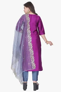 Stylish Purple Silk Kurta, Bottom And Dupatta Set For Women-thumb3