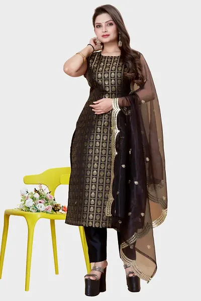 Stylish Banarasi Silk Jacquard Unstitched Suit