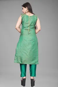 A-Line Teal Woven Design Jacquard kurta Set-thumb3