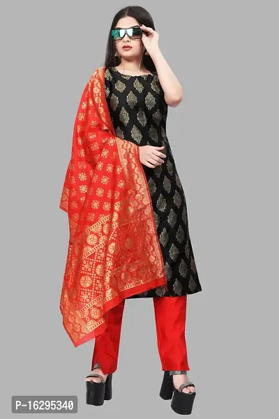 Stylish Fancy Jacquard Unstitched Dress Material Top With Bottom And Dupatta Set For Women-thumb0