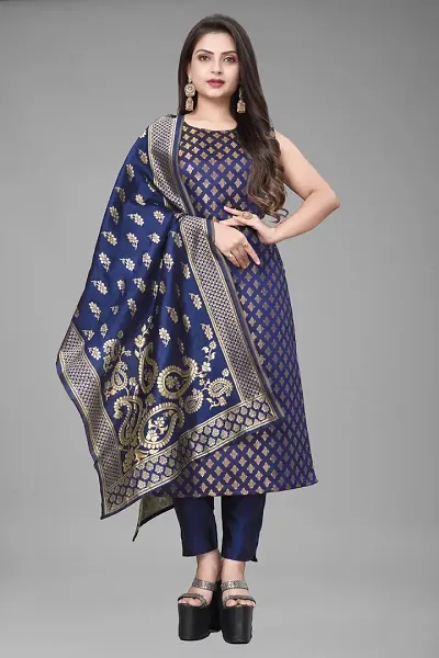 Elegant Jacquard Jacquard Weave Dress Material With Dupatta For Women