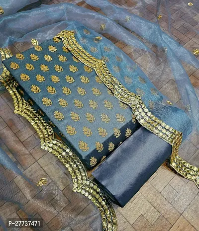 Elegant Banarasi Silk Jacquard Weave Dress Material with Dupatta For Women