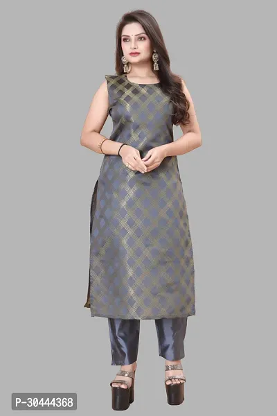 Stylish Grey Jacquard Kurta, Bottom And Dupatta Set For Women-thumb2