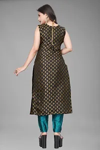 A-Line Black Woven Design Jacquard kurta Set-thumb1